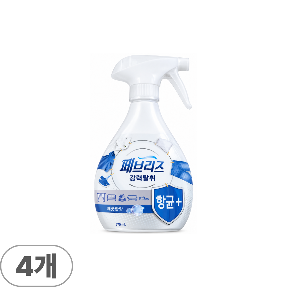 페브리즈 항균플러스 깨끗한향 370ml x 4개
