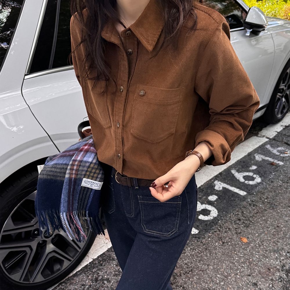 메이블루 팬던트 코듀로이 셔츠