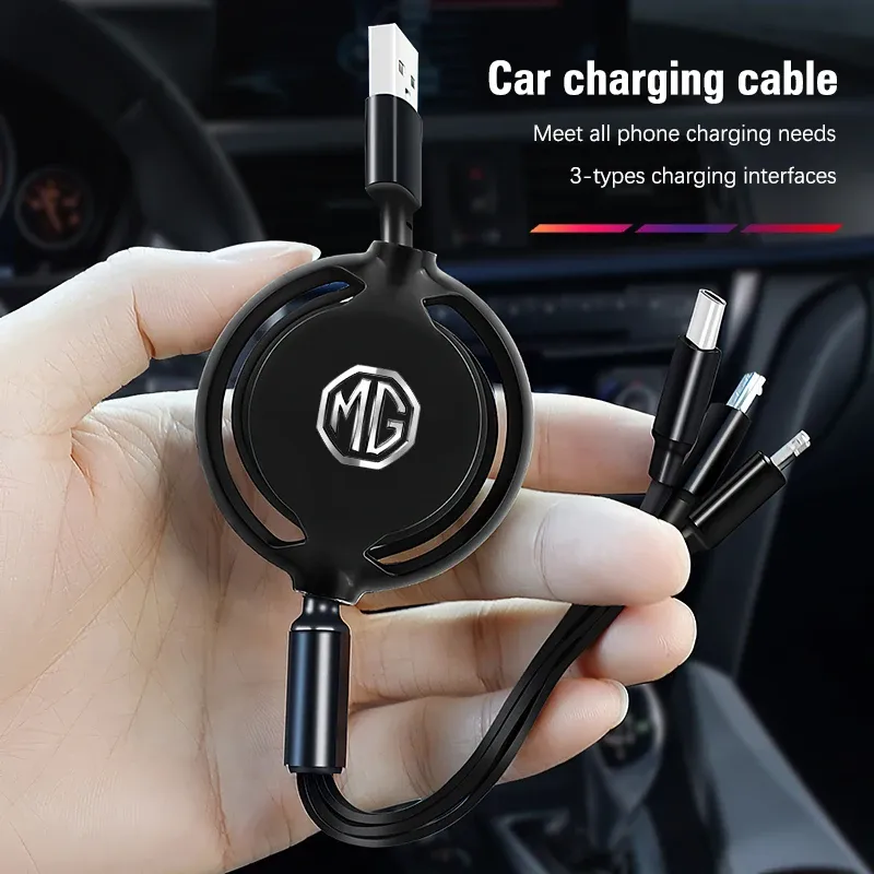 자동차 인테리어 충전 데이터 케이블 Morris Garages 용 3 In 1 전화 충전기 MG ZS 5 7 6 Cyberster MG4 EV ES5 HS ONE GT GS