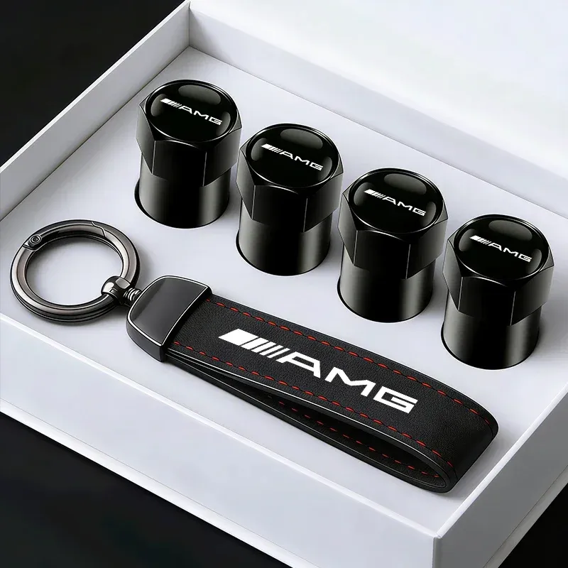 메르세데스 벤츠 AMG GLC W203 W206 W220 W205 W211 W212 W201 GLK GLE용 자동차 타이어 휠 밸브 캡 커버 자동차 키 체인 링