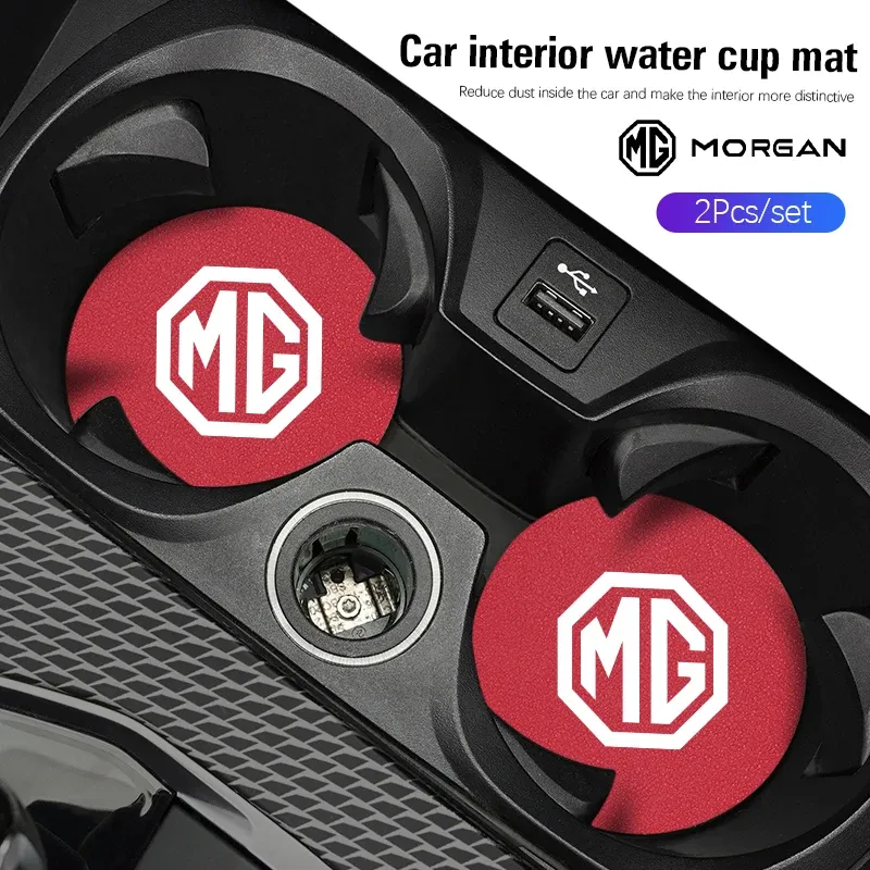 MG ZS 5 7 6 사이버스터 MG4 EV ES5 HS ONE GT GS MG3 EZS 3SW 헥터용 자동차 엠블럼 워터컵 패드 2개 자동차 컵 홈 방음 매트