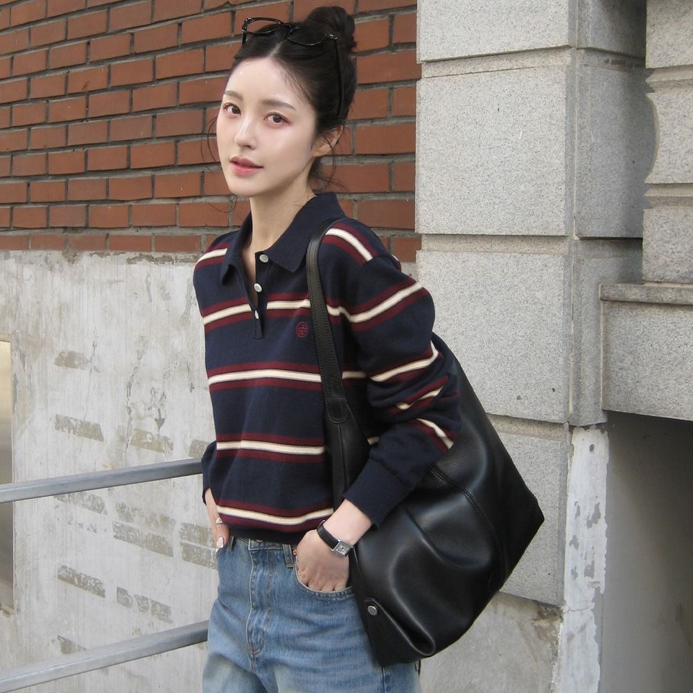 시야쥬 SI-AC3076 Lambskin Flow Bag L_Black