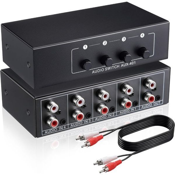 Gulfmew [해외] 3.5mm AUX RCA L R 오디오 스위치 박스 5피트 케이블이 포함된 320682