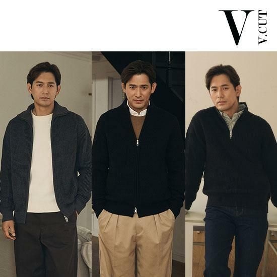 [패션플러스][브이컷][무료배송] [브이컷(v-cut)] [인기 신상] 브이컷 26FW 남성 하찌 니트 집업 3종