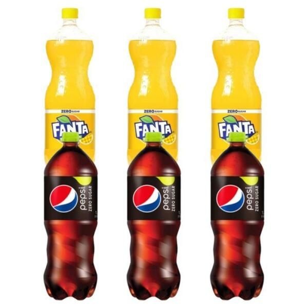 [셀러허브 식품] [한번에먹자] 펩시 제로슈거 라임향 1.5L 3개 + 환타 제로 파인 1.5L 3개 / 총 6개