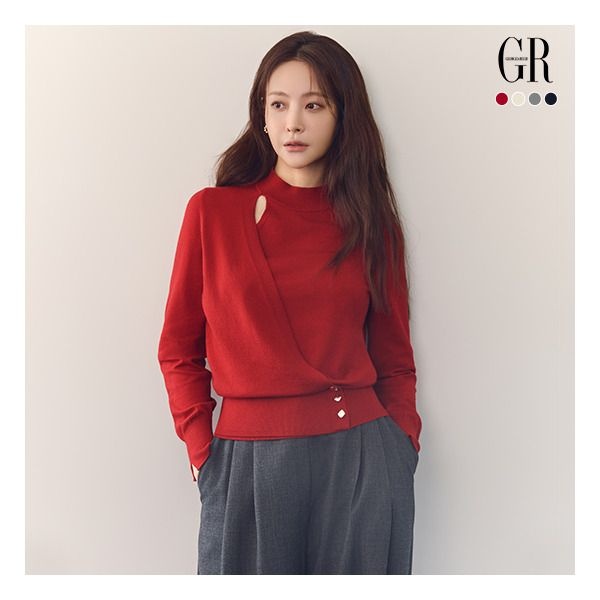 [조르쥬 레쉬] 26FW 모크넥 랩블라우스 니트 4종