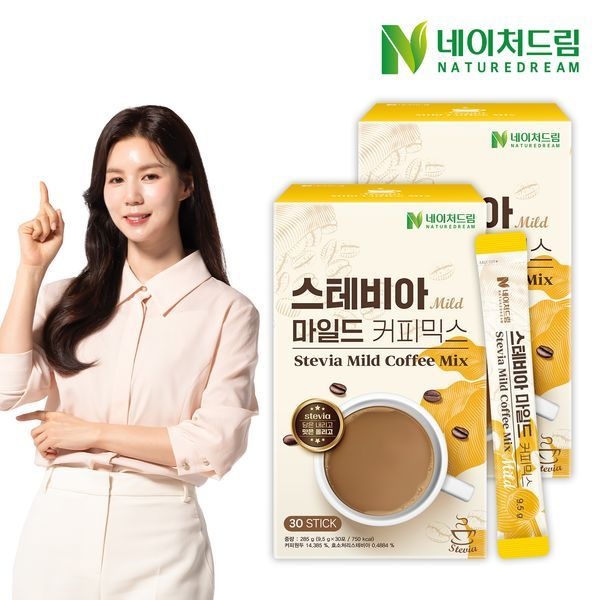 네이처드림 [하프클럽]제로슈가 스테비아 마일드 커피믹스 9.5g 30포 2박스
