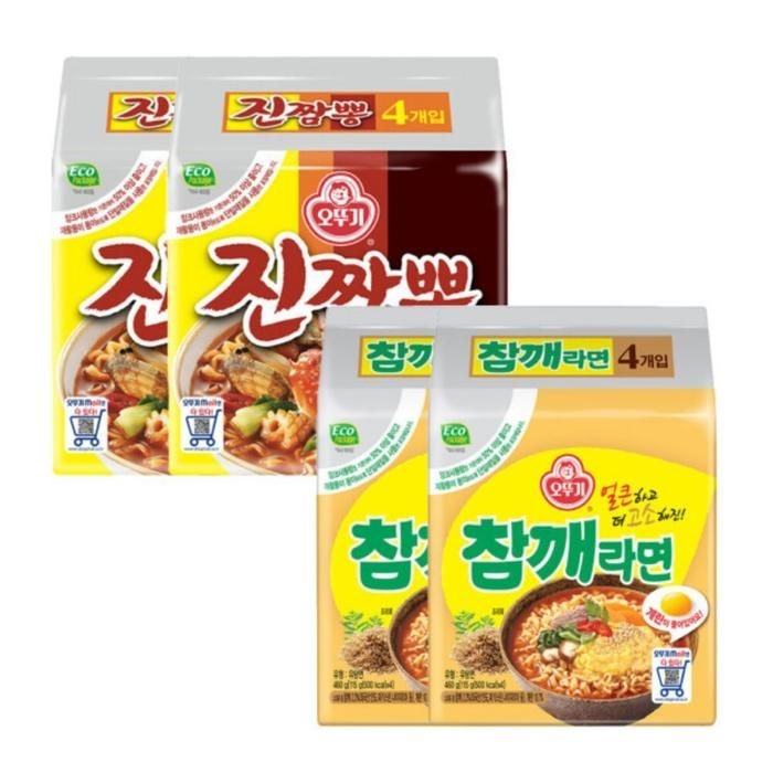 오뚜기 참깨라면(4개입x2개) + 진짬뽕(4개입x2개) (총 16개)