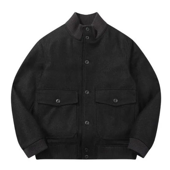 남성 F/W 세미오버 포텍스 펠트로 헤링본 A-1 점퍼 블랙 BN4FJP412BK