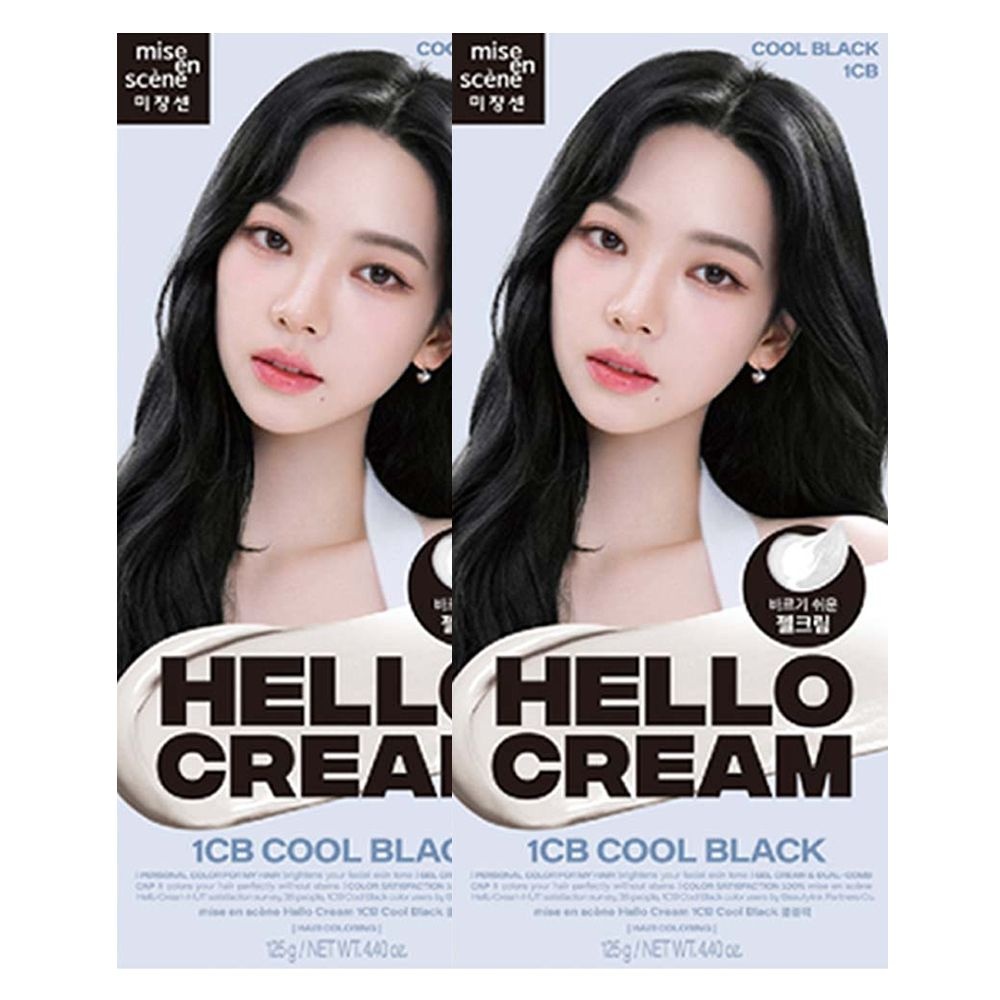 미쟝센 헬로크림 염색약 1CB 쿨블랙 2개