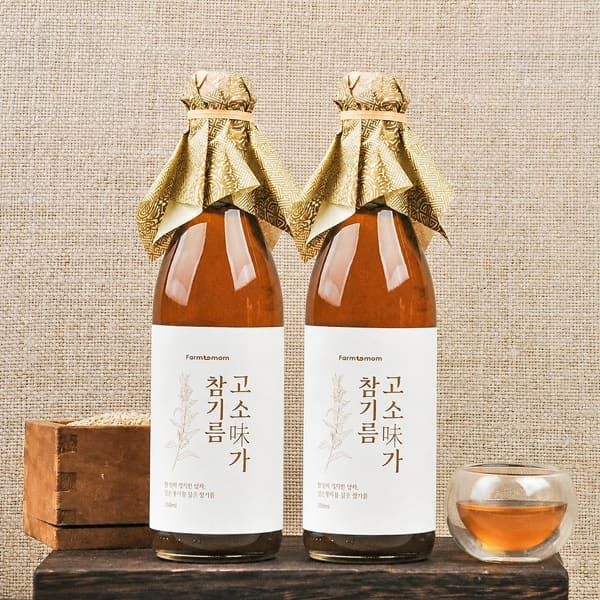 [농업회사법인(주)조이야드](현대홈쇼핑) [고소미가] 저온압착 참기름 350ml+350ml (총 2병) 통참깨 100%