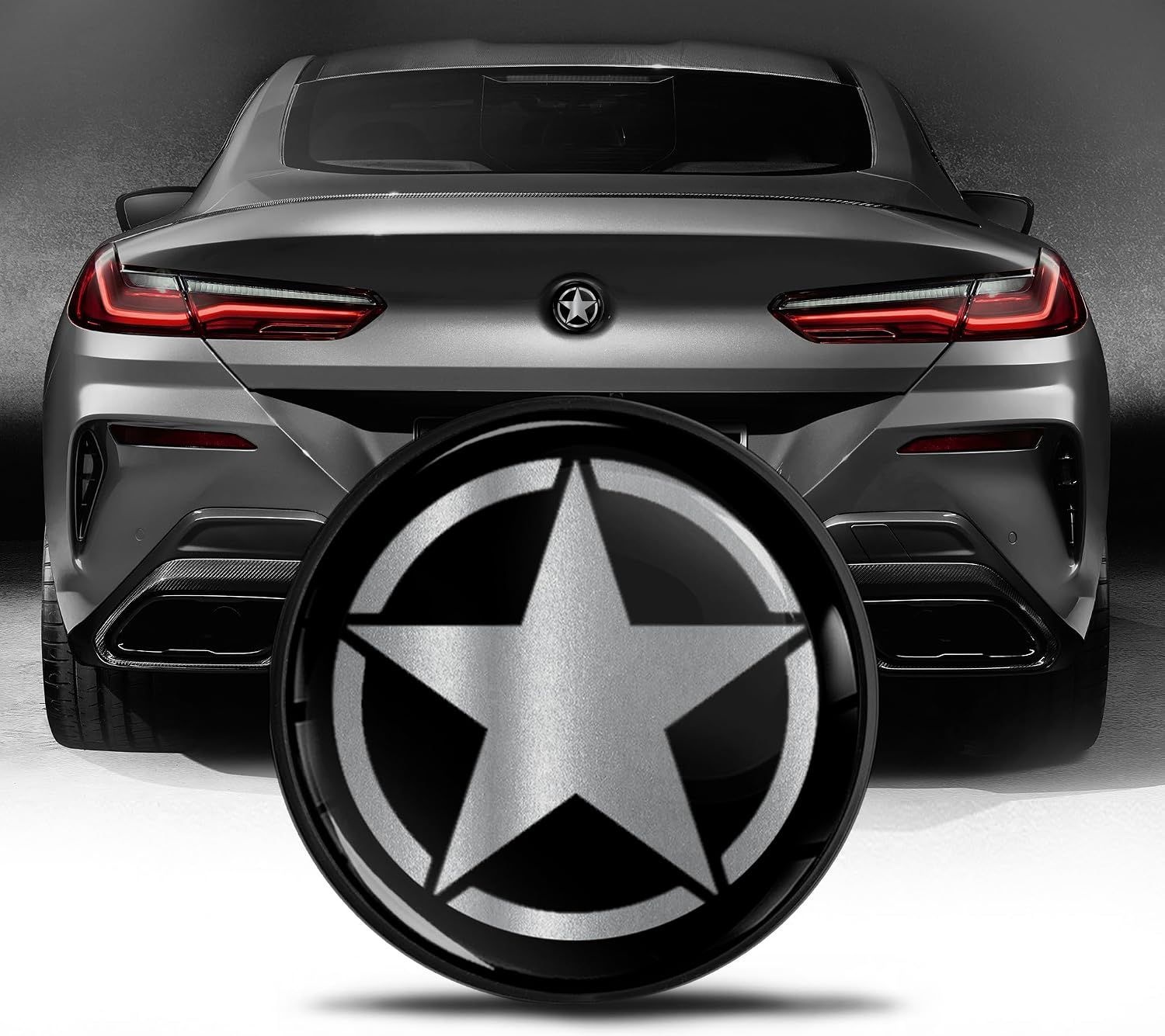 [해외] 바이오마 랩스 리어 트렁크 튜닝 배지 74mm, BMW 엠블럼 보닛 부츠 51148219237 lver 블랙 스타 EZ 32 호환