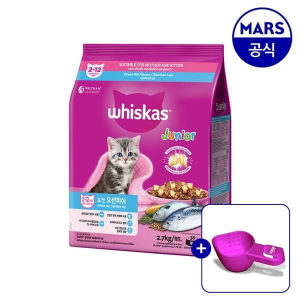 마즈 (현대홈쇼핑) [마즈공식] 위스카스 주니어 오션피쉬 2.7kg/고양이사료(+위스카스 건사료 스쿱 증정)