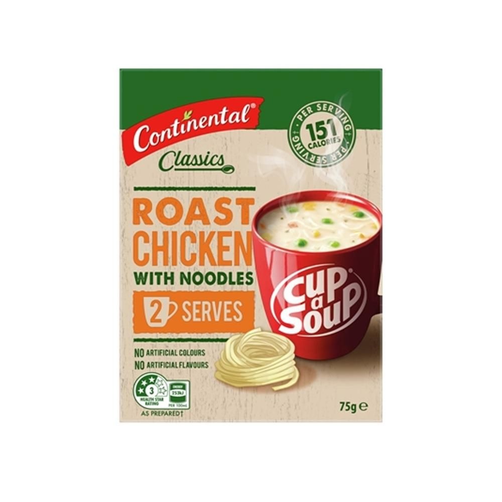 콘티넨탈 [해외] 콘티넨탈 로스트 치킨 누들 컵 스프 75g 6팩 Continental Roast Chicken With Noodles Cup a Soup 2pk