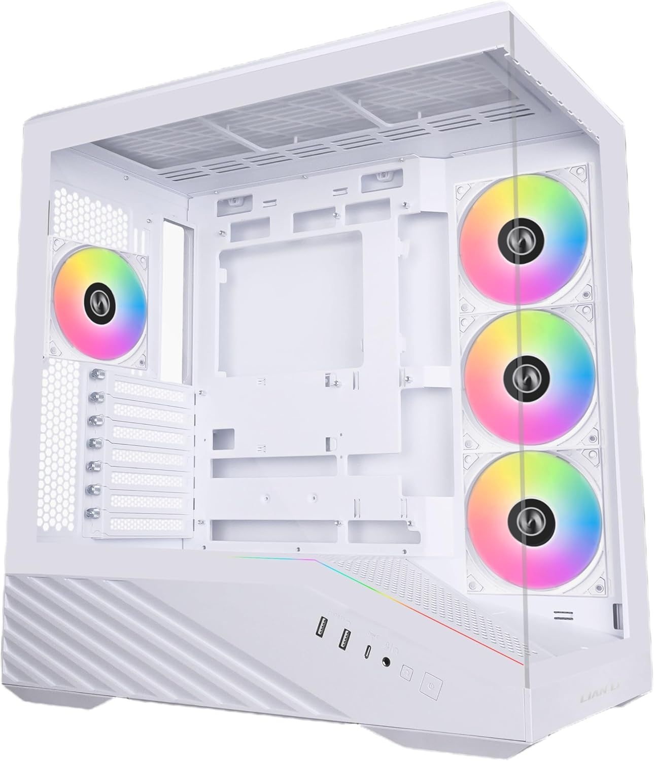 [해외] Lian Li Vector V100 ATX 미드 타워 PC 케이스 - 템퍼드 글라스 블랙 V100X | 측면 I/O USB-C 먼지 필터 420mm GPU 및 360mm 방열판