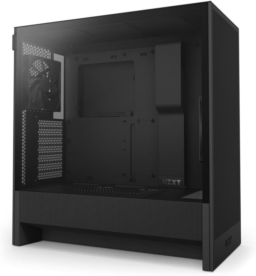 [해외] NZXT H5 Flow - 컴팩트 ATX 미드 타워 PC 케이스 블랙 | 120mm 팬 2개, 360mm 전면 라디에이터 지지대, 강화 유리를 갖춘