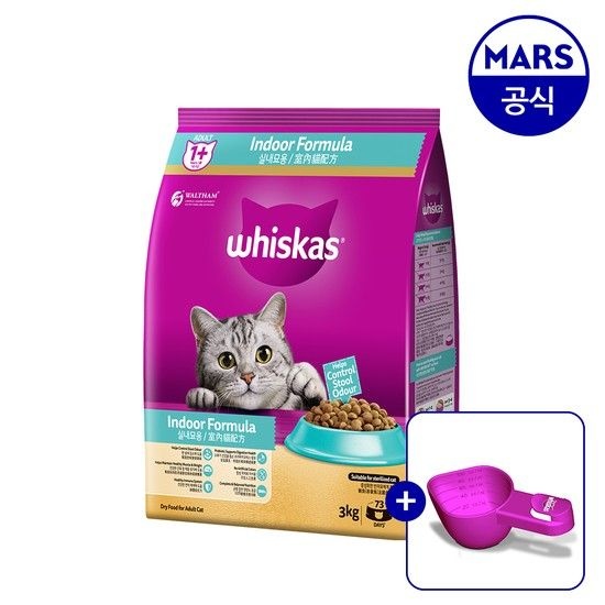 위스카스 포켓 실내묘용 3kg/고양이사료(+위스카스 건사료 스쿱)