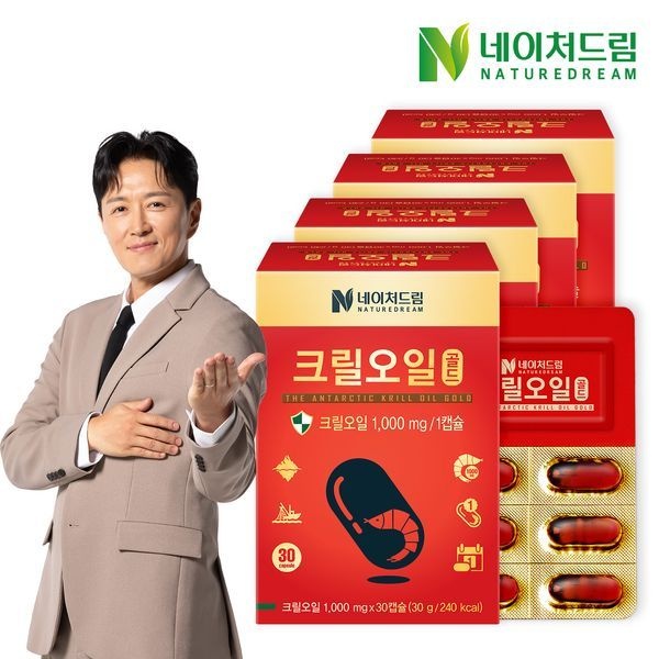 네이처드림 [하프클럽]네이처드림 크릴오일 골드 1000mg x 30캡슐 (벨기에산) 4박스