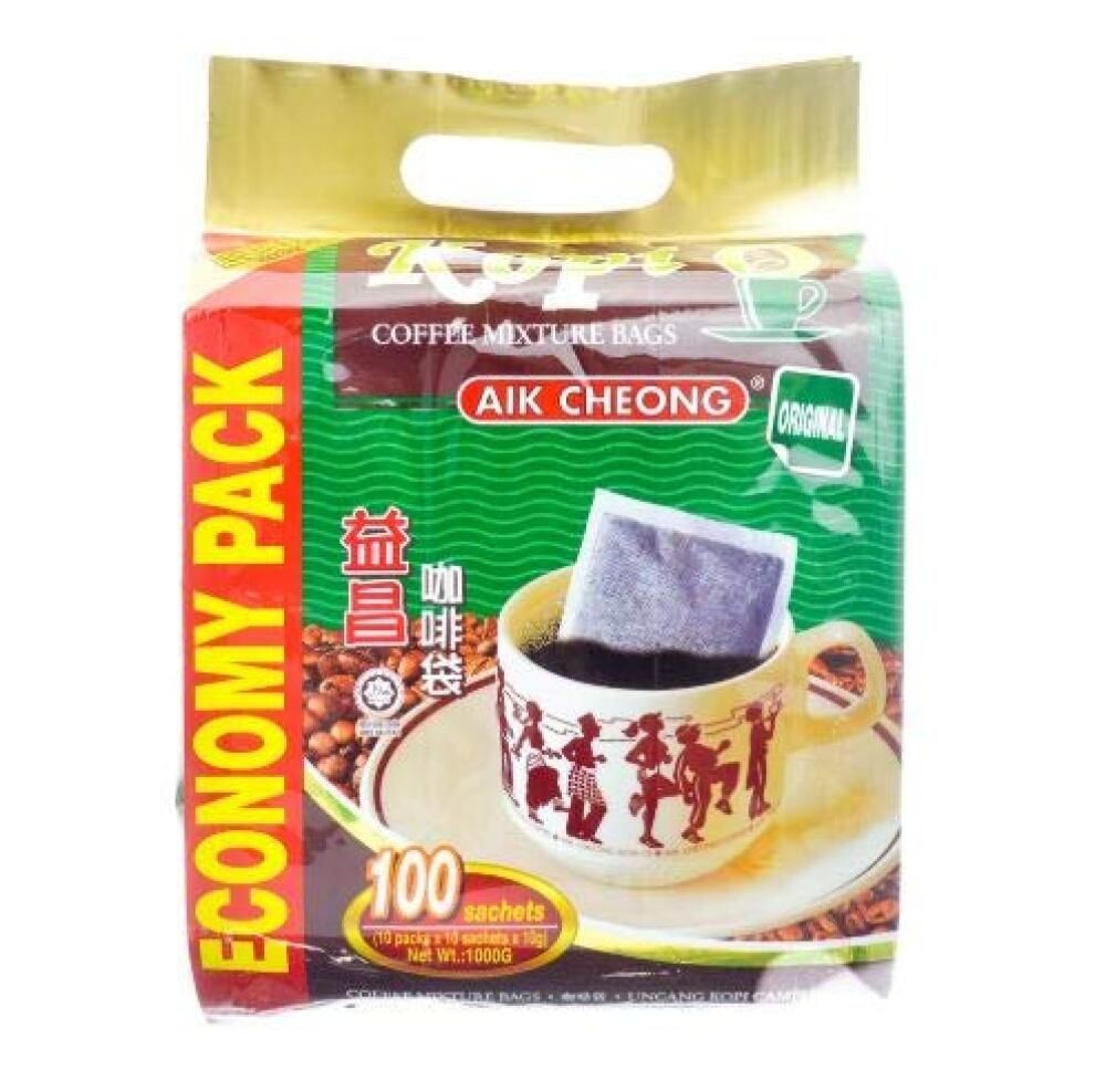 Aik Cheong [해외] 100 봉지 x10g Aik Cheong 오리지널 블랙 커피 Kopi O 말레이시아에서 수입 혼합 백 특급 [호환]