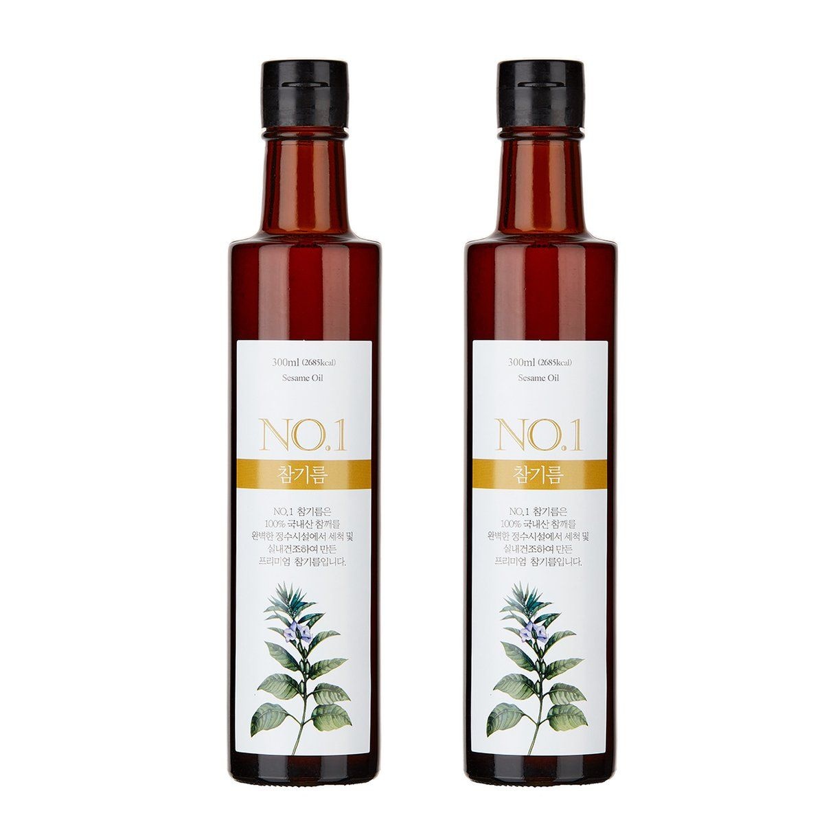 앤오일 특A급 국산참깨100% 참기름 300ml 2병묶음 (저온압착/)