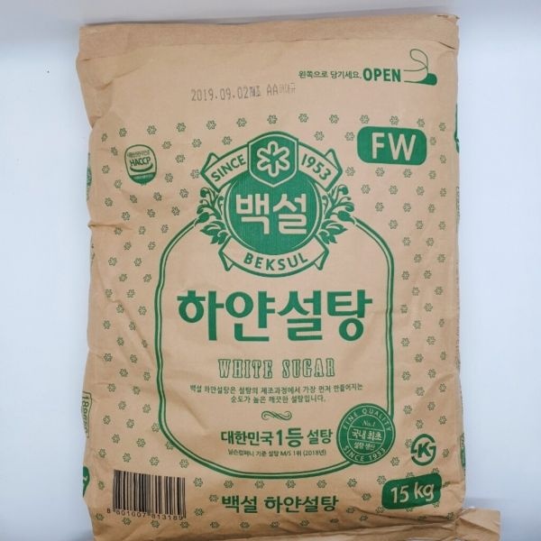 CJ제일제당 백설 하얀설탕 15kg 백설탕 식자재전문유통  업소용 식당 식자재 대용량