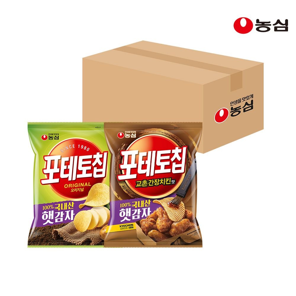 농심포테토칩 농심 포테토칩 오리지널 60g 8개+ 교촌간장치킨맛 55g 8개