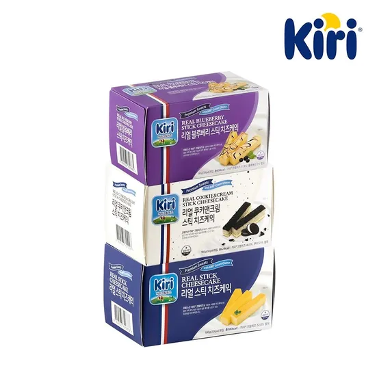 끼리 크림치즈 리얼스틱 치즈 케이크 6입 3종 3BOX(플레인1/블루베리1/쿠키앤크림1) 외 택1