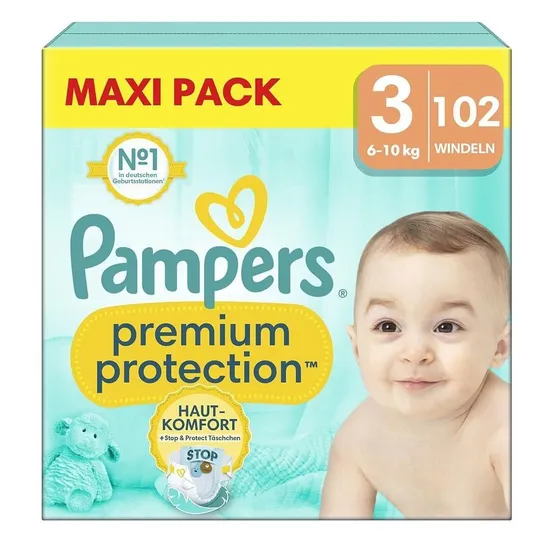 팸퍼스 프리미엄 프로텍션 기저귀 102개입 1팩 사이즈 3 PAMPERS Premium Protection Baby Diapers