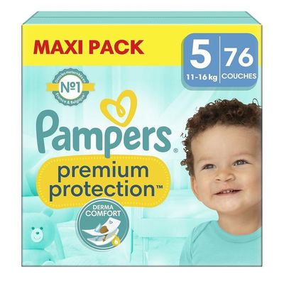 팸퍼스 프리미엄 프로텍션 기저귀 76개입 1팩 사이즈5 11-16kg PAMPERS Premium Protection Baby Diapers