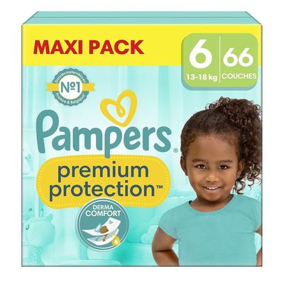 팸퍼스 프리미엄 프로텍션 기저귀 66개입 1팩 사이즈 6 13-18kg PAMPERS Premium Protection Baby Diapers