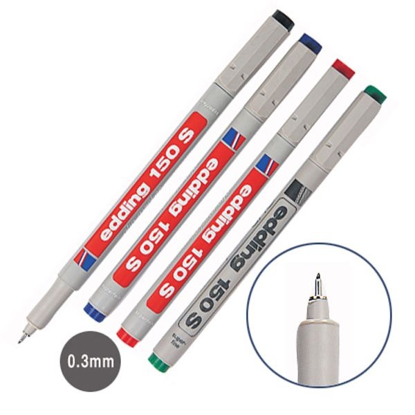 에딩e-150S 흑색-OHP마카펜수성 0.3mm(1)-0.3mm 흑색,청색,적색,녹색
