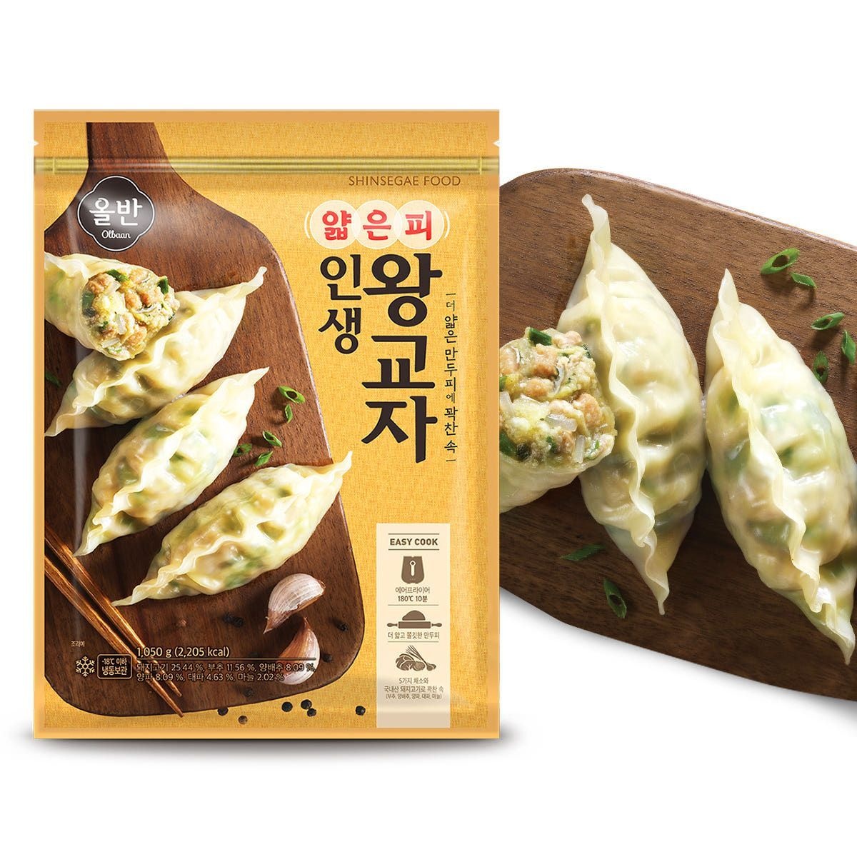 올반 얇은피 인생 왕교자 1,050g 1개 만두 간식 야식 안주