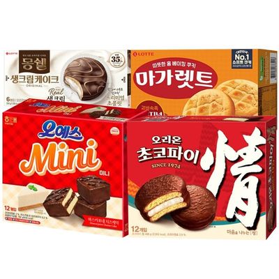 인기과자 4종 초코파이468g+오예스미니192g+몽쉘204g+마가렛트176g