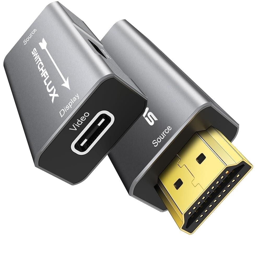 SWITCHFLUX [해외] SWITCHFLUX HDMI to USB C 어댑터 | XR/AR 안경용 4K@60Hz 소스 USB-C 디스플레이 컨버터 (XREAL One, Air 2 Pro, VITURE RayNeo 2s, Rokid),