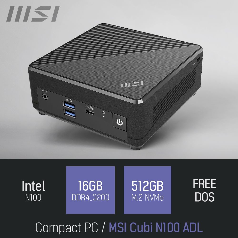 [오늘출발] ⓒ MSI Cubi N100 ADL 16GB 512GB / 가정용 사무용 인강용 작업용 초소형 미니PC