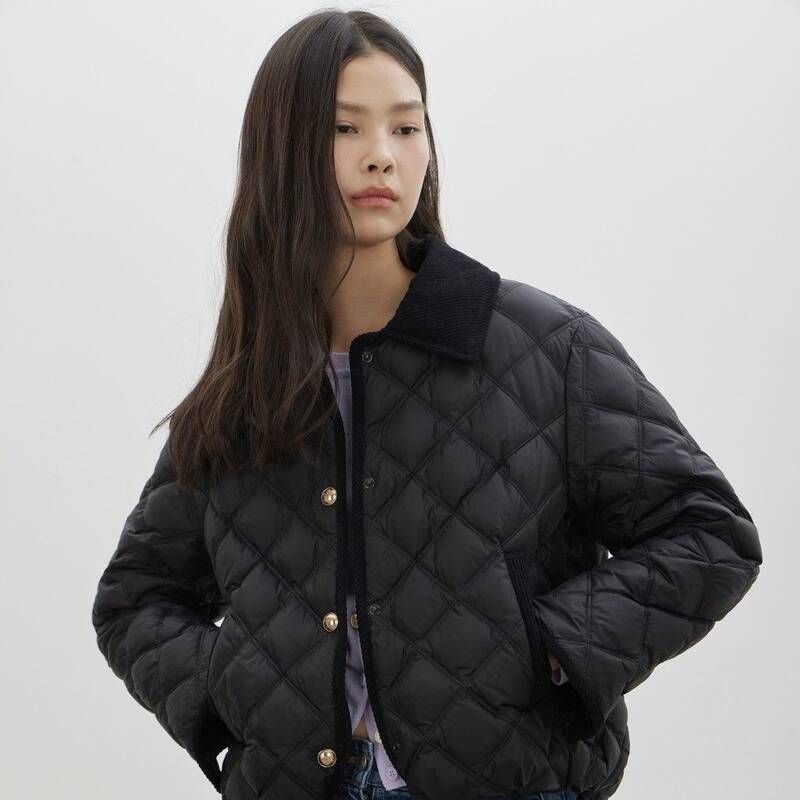 CC콜렉트 코듀로이 배색 퀼팅 경량 다운 C261PSG801 PTR077