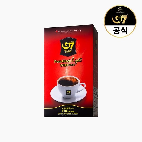 G7 커피 G7 블랙커피 퓨어블랙 라이트 0.9g x 110개입 / 커피믹스 인스턴트 블랙 스틱 베트남커피
