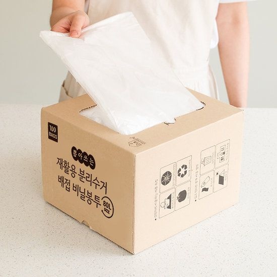 네이쳐리빙 뽑아쓰는 티슈형 분리수거 배접 비닐봉투100매(80L) 319665