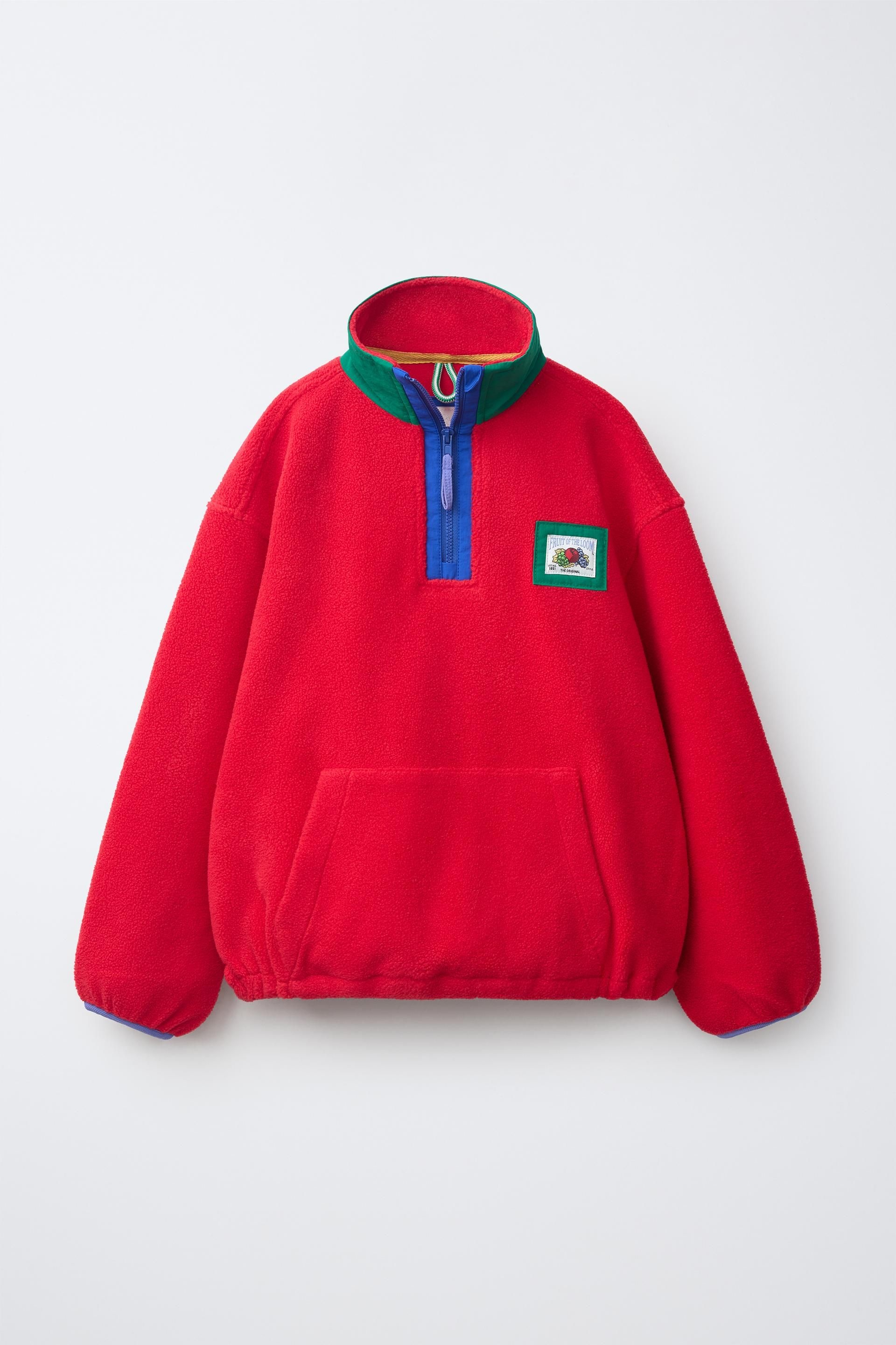 ZARA FRUIT OF THE LOOM™ 라벨 플리스 스웨트셔츠 - 레드 9860/700/600 648297