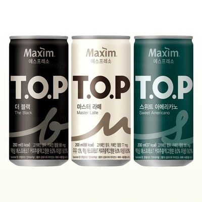 TOP 티오피 200ml x 72캔/블랙 스위트아메리카노 라떼 택 1