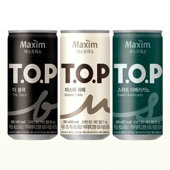 TOP 티오피 200ml x 72캔/블랙 스위트아메리카노 라떼 택 1