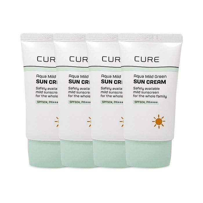 김정문알로에 큐어 아쿠아 마일드 그린 선크림 40ml(SPF50+) 4개 Ss