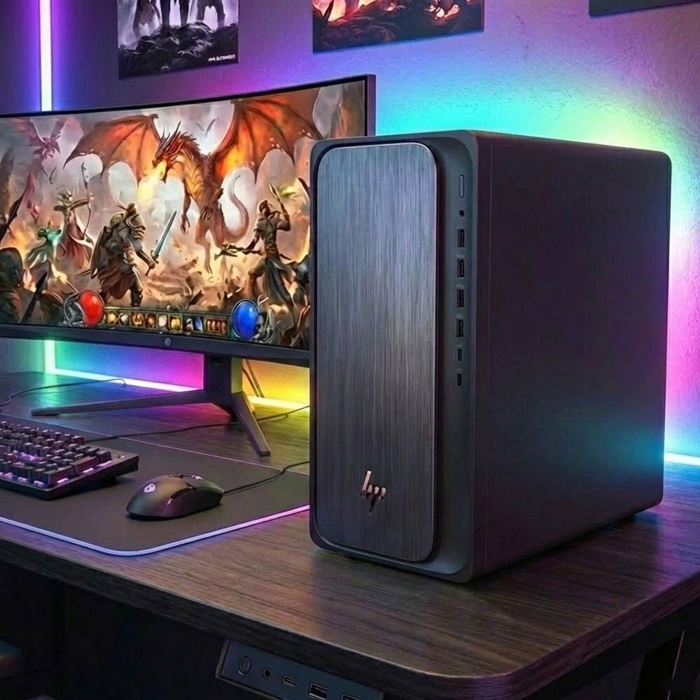 [오늘출발] HP 옴니데스크 M03-0038KR RX9060XT 인텔 AI U5-225 D5 16GB 1TB 윈도우11홈 듀얼모니터 미니타워 사무 업무 그래픽 데스크탑 P