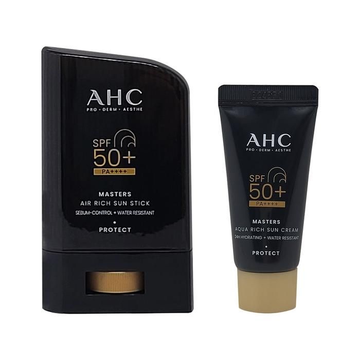 AHC 마스터즈 에어리치 2종 세트(SPF50+) 선스틱 22g+선크림 10ml 백탁방지 레포츠용 1세트 Ss
