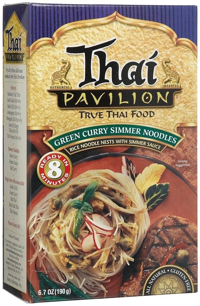 [해외] Thai Pavilion Green Curry Simmer Noodles 189.9g6.7온스 박스 6개 팩 [호환]