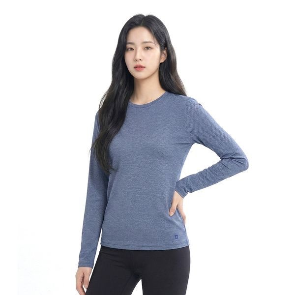 콜핑 [하프클럽]콜핑 여성 하이쿨 스트라이프 등산 긴팔 라운드 티셔츠 KSC044TT9W