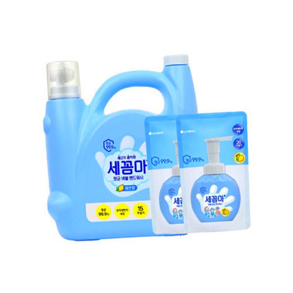 온더바디 <b>세꼼마</b> 핸드워시 레몬향 <b>3.5</b>L+레몬향 리필 200ml 2개