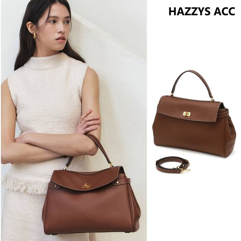 <매장정품> HAZZYS 헤지스 베리클래식 브라운 레더사첼백L HIBA5E168W2 2127242
