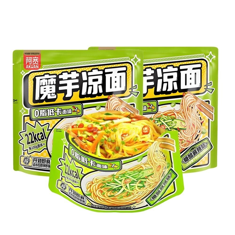 ZAYEMAIBUHAO [해외] Konjac Cold Noodles 제로 지방 저칼로리 새콤달콤한 사천 매운 맛 바로 먹을 수 있습니다 물기 빼고 섞고 즐기기 하면