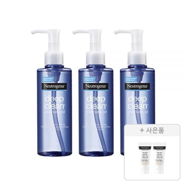 뉴트로지나 딥클린 클렌징 오일 200ml, 3개+증정(딥클린 젠틀폼 클렌저 10g, 2개)